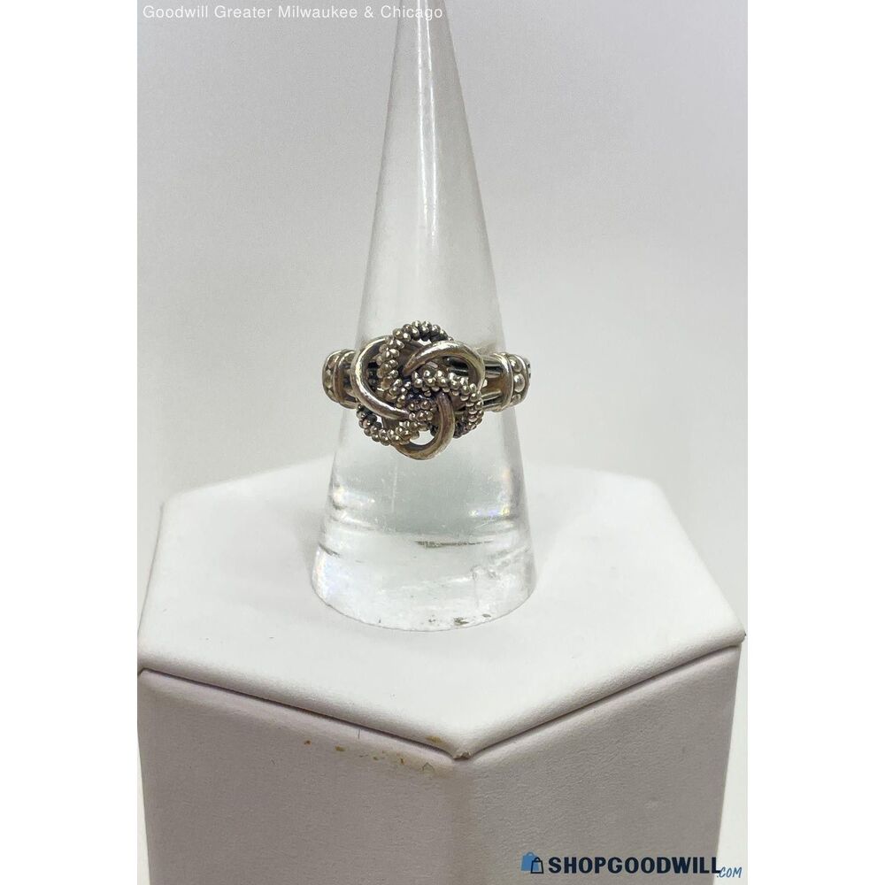 Lagos 925 Sterling Silver Interlocking Circles Graduated Caviar Ring Size 7